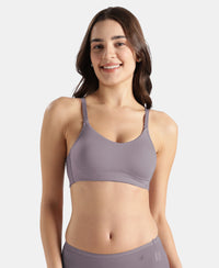 Wirefree Non Padded Tencel Lyocell Elastane Stretch Full Coverage Everyday Bra with Plush Lining Cups - Minimal Grey