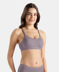 Wirefree Non Padded Tencel Lyocell Elastane Stretch Full Coverage Everyday Bra with Plush Lining Cups - Minimal Grey
