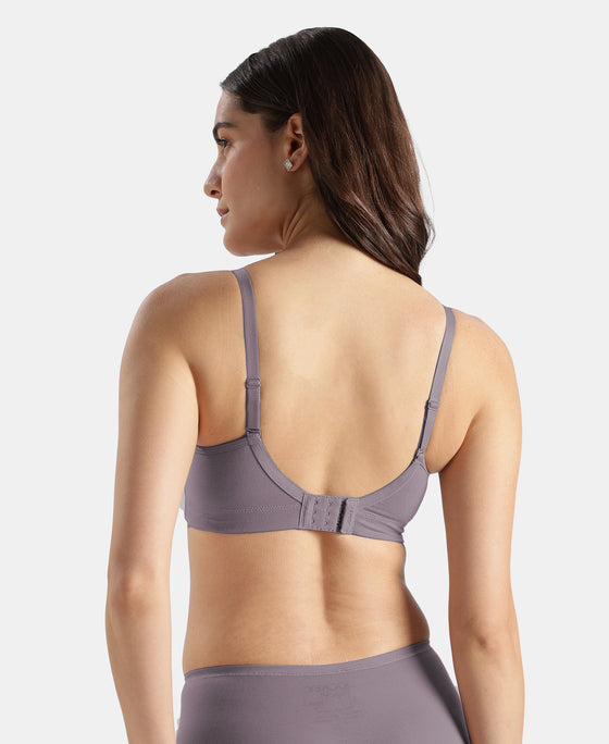 Wirefree Non Padded Tencel Lyocell Elastane Stretch Full Coverage Everyday Bra with Plush Lining Cups - Minimal Grey