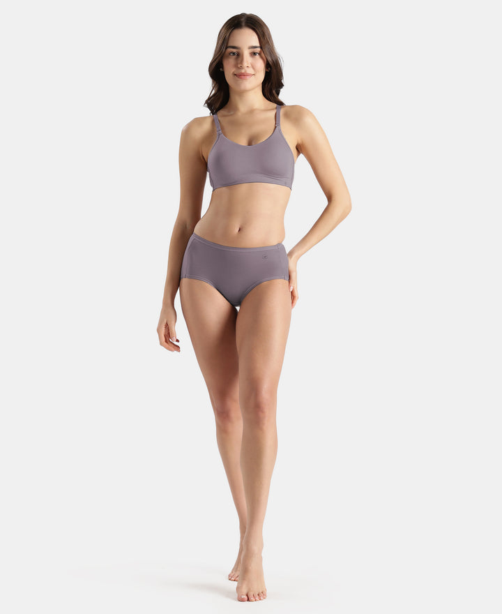 Wirefree Non Padded Tencel Lyocell Elastane Stretch Full Coverage Everyday Bra with Plush Lining Cups - Minimal Grey