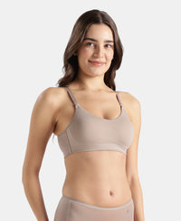 Wirefree Non Padded Tencel Lyocell Elastane Stretch Full Coverage Everyday Bra with Plush Lining Cups - Mushroom