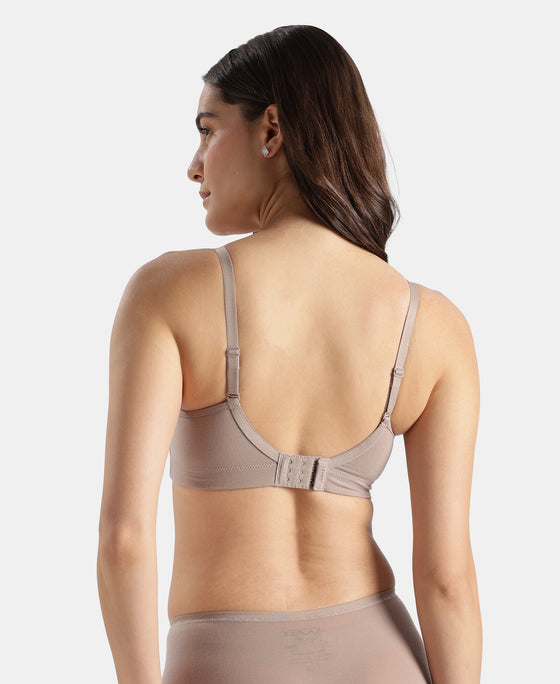Wirefree Non Padded Tencel Lyocell Elastane Stretch Full Coverage Everyday Bra with Plush Lining Cups - Mushroom
