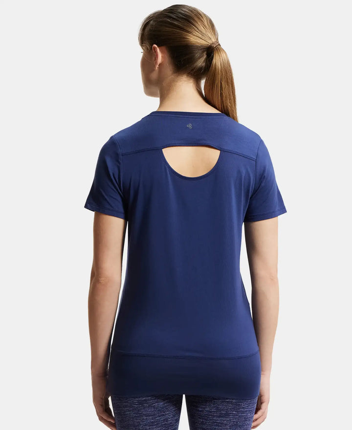 Tencel Lyocell Elastane Stretch Relaxed Fit Graphic Printed Half Sleeve T-Shirt - Medieval Blue