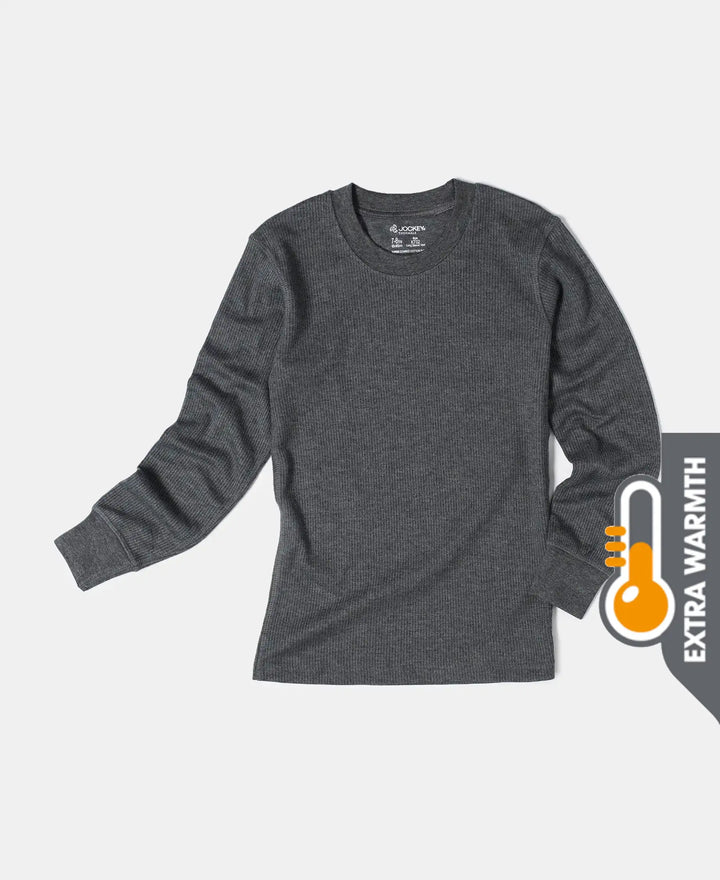 Extra Warmth Kid's Super Combed Cotton Rich Full Sleeve Thermal Undershirt with StayWarm Treatment - Charcoal Melange