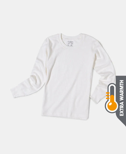 Extra Warmth Kid's Super Combed Cotton Rich Full Sleeve Thermal Undershirt with StayWarm Treatment - Off White