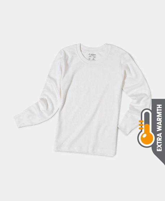 Extra Warmth Kid's Super Combed Cotton Rich Full Sleeve Thermal Undershirt with StayWarm Treatment - Off White