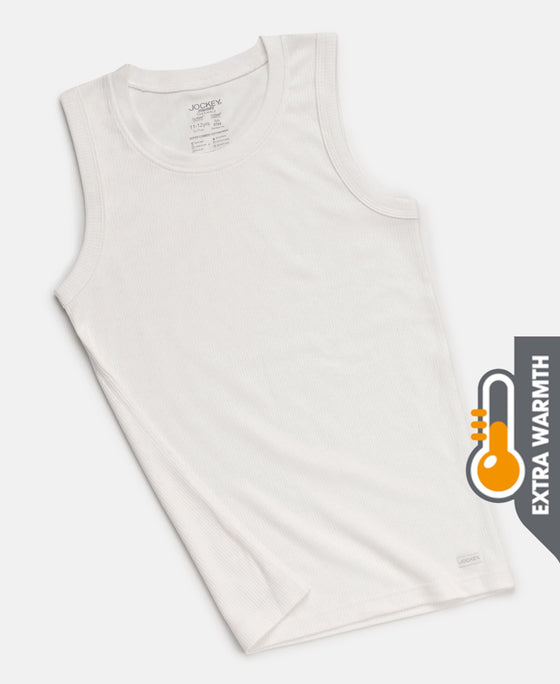 Extra Warmth Kid's Super Combed Cotton Rich Sleeveless Thermal Muscle Vest with StayWarm Treatment - Off White