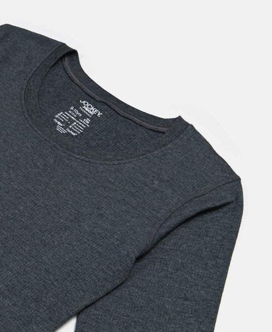 Kid's Super Combed Cotton Rich Brushed Thermal Undershirt with StayWarm Treatment - Charcoal Melange