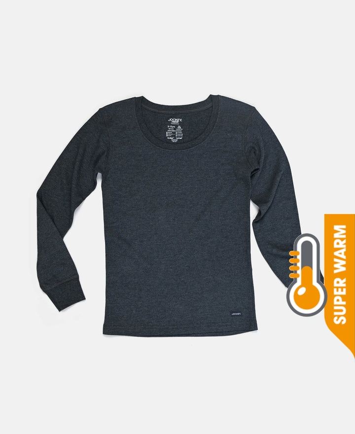 Super Warm Kid's Super Combed Cotton Rich Brushed Thermal Undershirt with StayWarm Treatment - Charcoal Melange
