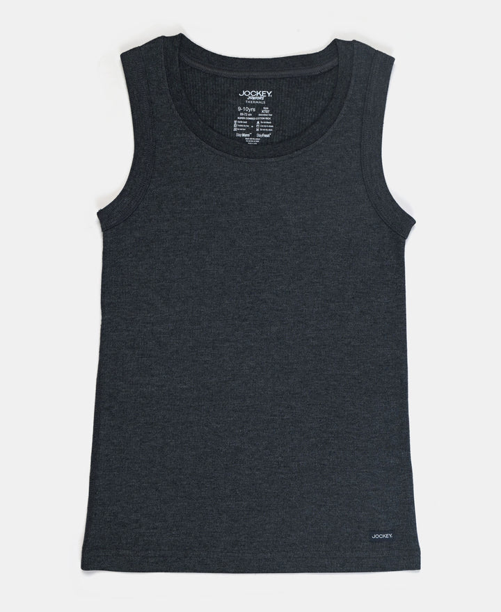 Kid's Super Combed Cotton Rich Brushed Thermal Muscle Vest with StayWarm Treatment - Charcoal Melange