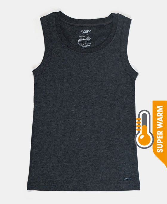 Super Warm Kid's Super Combed Cotton Rich Brushed Thermal Muscle Vest with StayWarm Treatment - Charcoal Melange