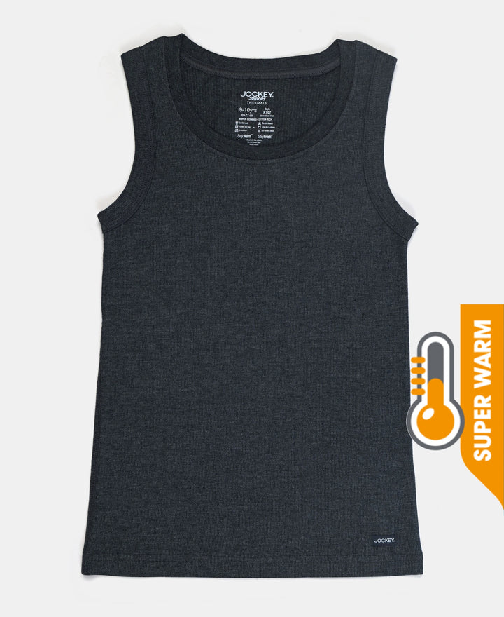 Super Warm Kid's Super Combed Cotton Rich Brushed Thermal Muscle Vest with StayWarm Treatment - Charcoal Melange