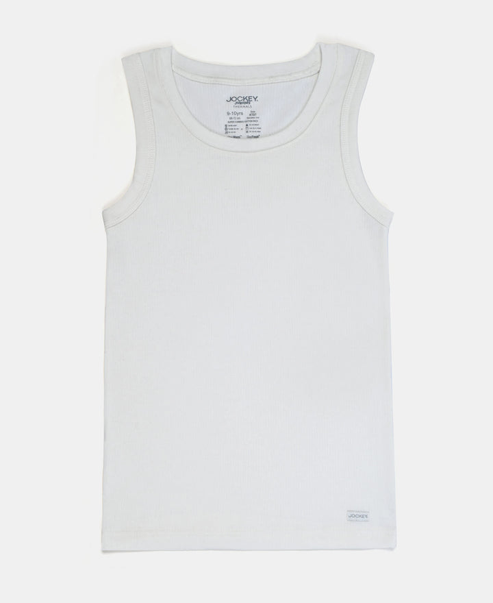 Kid's Super Combed Cotton Rich Brushed Thermal Muscle Vest with StayWarm Treatment - Off White