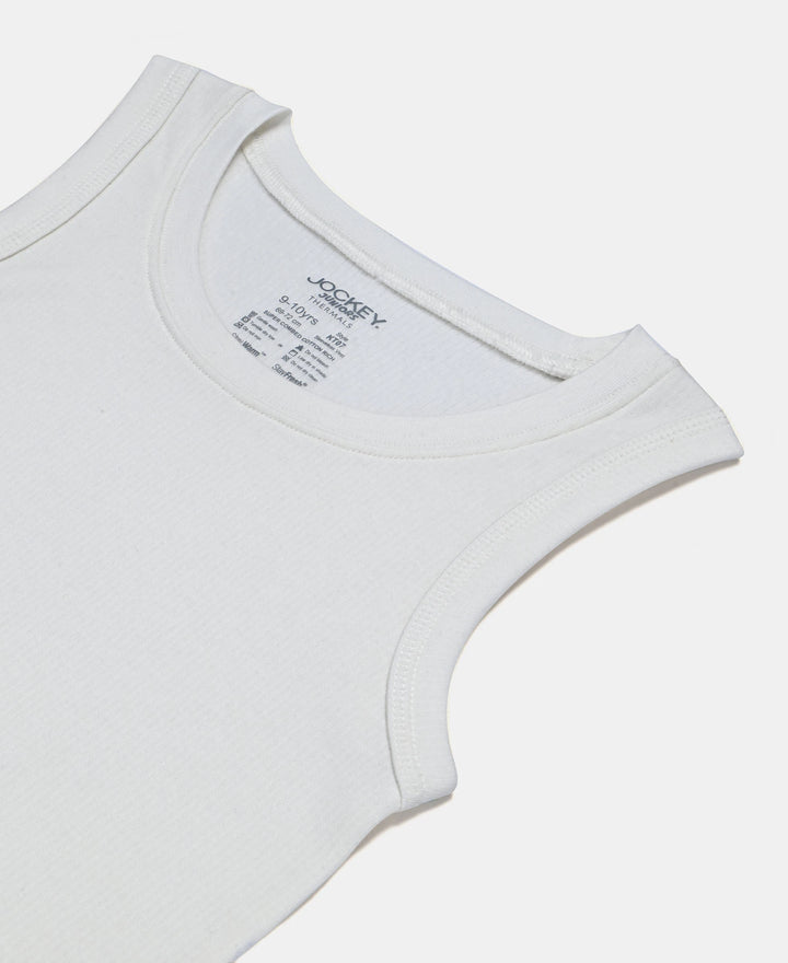 Kid's Super Combed Cotton Rich Brushed Thermal Muscle Vest with StayWarm Treatment - Off White
