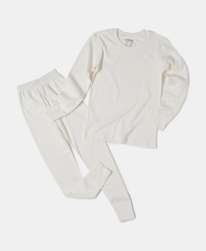 Extra Warmth Kid's Super Combed Cotton Rich Thermal Set with StayWarm Technology - Off White