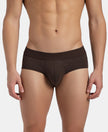 Bamboo Cotton Elastane Stretch Breathable Mesh Brief with StayDry Treatment - Java Melange