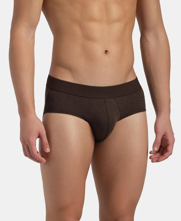 Bamboo Cotton Elastane Stretch Breathable Mesh Brief with StayDry Treatment - Java Melange