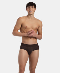 Bamboo Cotton Elastane Stretch Breathable Mesh Brief with StayDry Treatment - Java Melange