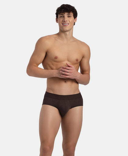 Bamboo Cotton Elastane Stretch Breathable Mesh Brief with StayDry Treatment - Java Melange