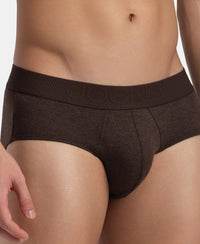 Bamboo Cotton Elastane Stretch Breathable Mesh Brief with StayDry Treatment - Java Melange