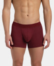 Bamboo Cotton Elastane Stretch Breathable Mesh Trunk with StayDry Treatment - Deep Red Melange