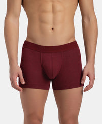 Bamboo Cotton Elastane Stretch Breathable Mesh Trunk with StayDry Treatment - Deep Red Melange