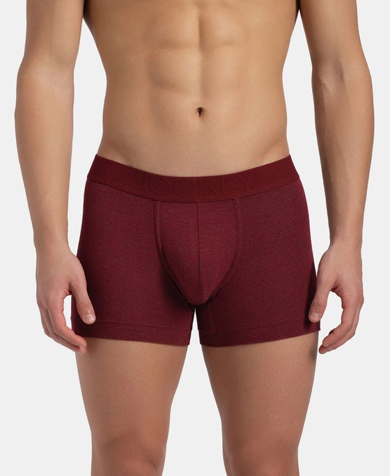 Bamboo Cotton Elastane Stretch Breathable Mesh Trunk with StayDry Treatment - Deep Red Melange
