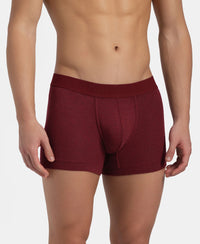 Bamboo Cotton Elastane Stretch Breathable Mesh Trunk with StayDry Treatment - Deep Red Melange