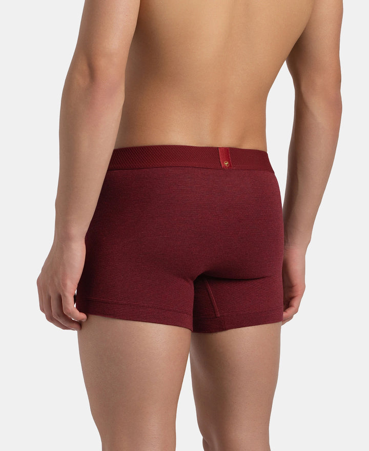 Bamboo Cotton Elastane Stretch Breathable Mesh Trunk with StayDry Treatment - Deep Red Melange