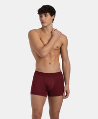 Bamboo Cotton Elastane Stretch Breathable Mesh Trunk with StayDry Treatment - Deep Red Melange