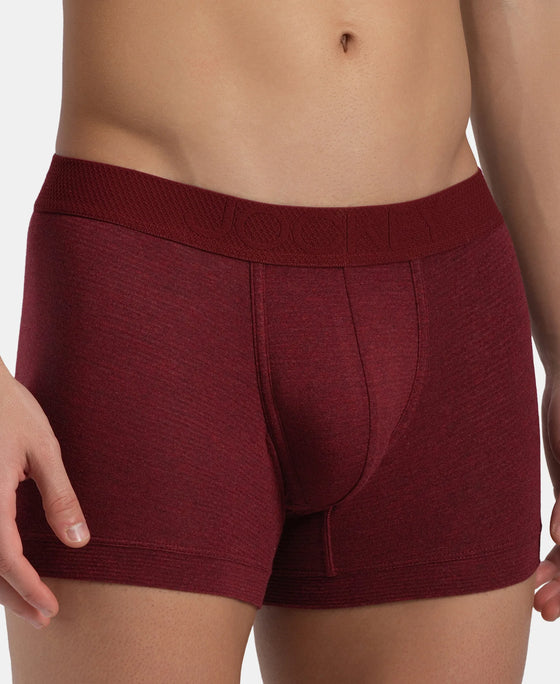 Bamboo Cotton Elastane Stretch Breathable Mesh Trunk with StayDry Treatment - Deep Red Melange