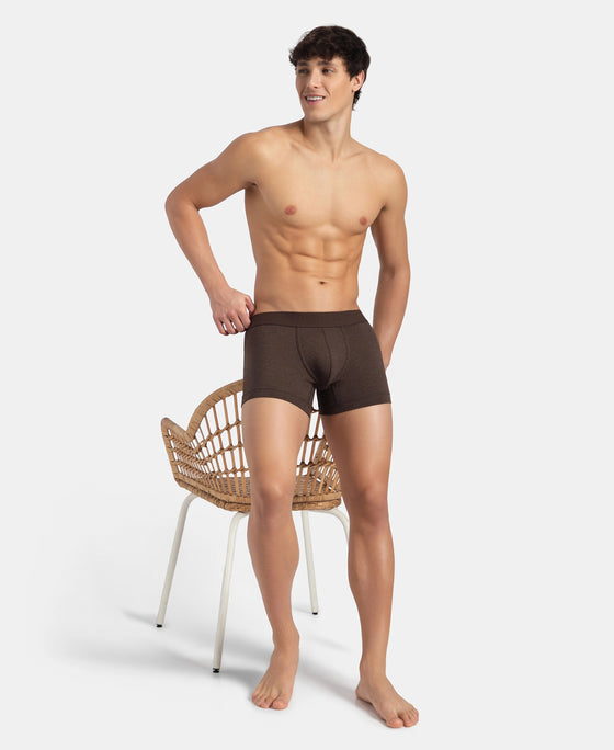Bamboo Cotton Elastane Stretch Breathable Mesh Trunk with StayDry Treatment - Java Melange