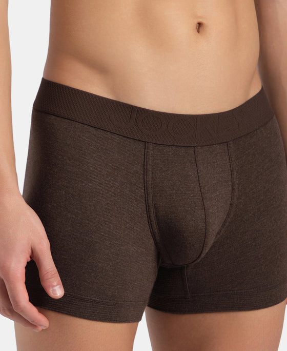Bamboo Cotton Elastane Stretch Breathable Mesh Trunk with StayDry Treatment - Java Melange