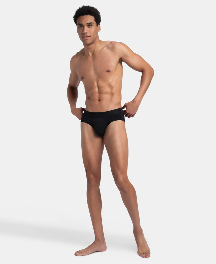 Soft Touch Recycled Microfiber Elastane Stretch Brief with Ultrasoft Waistband - Black