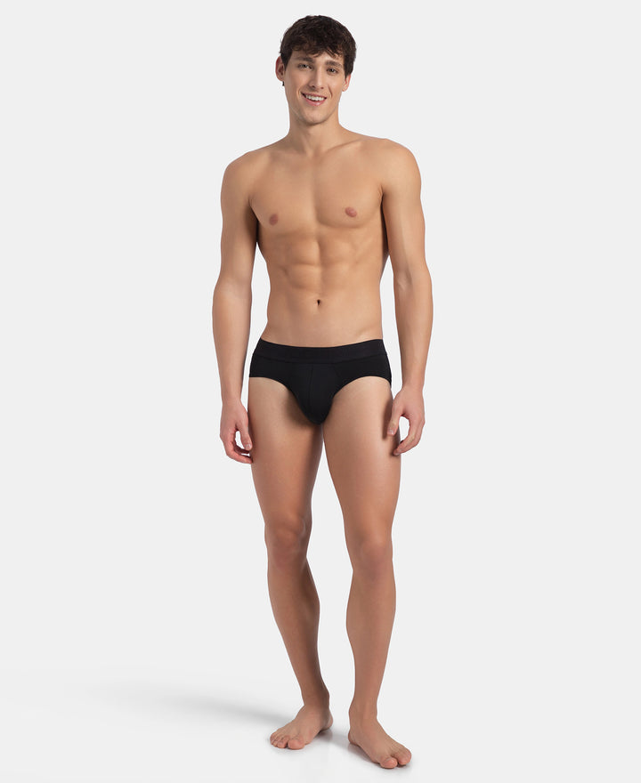 Soft Touch Recycled Microfiber Elastane Stretch Brief with Ultrasoft Waistband - Black