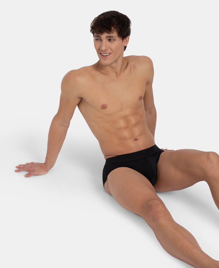 Soft Touch Recycled Microfiber Elastane Stretch Brief with Ultrasoft Waistband - Black