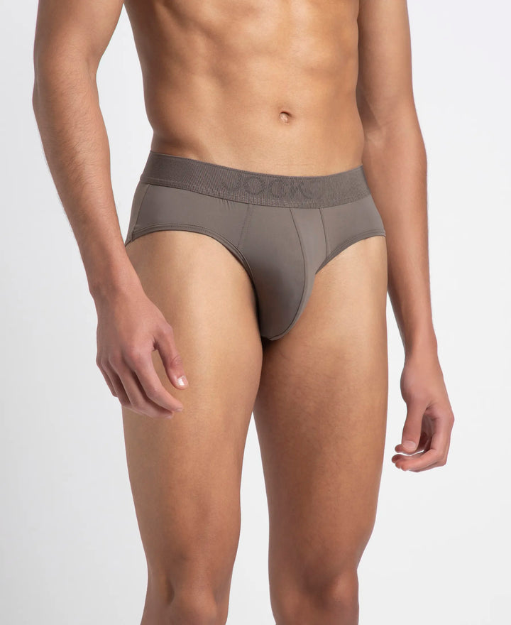 Soft Touch Recycled Microfiber Elastane Stretch Brief with Ultrasoft Waistband - Dark Khaki