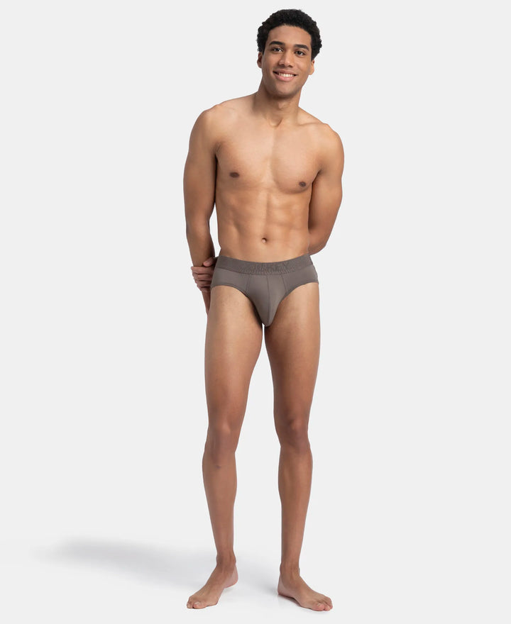 Soft Touch Recycled Microfiber Elastane Stretch Brief with Ultrasoft Waistband - Dark Khaki