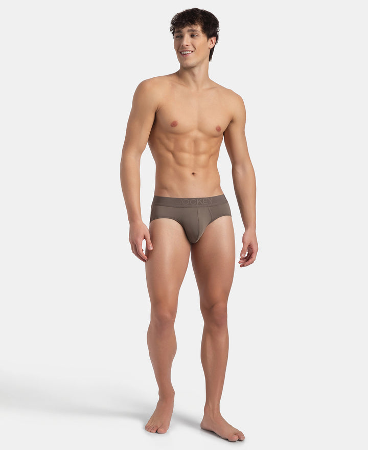 Soft Touch Recycled Microfiber Elastane Stretch Brief with Ultrasoft Waistband - Dark Khaki