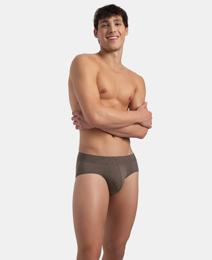 Soft Touch Recycled Microfiber Elastane Stretch Brief with Ultrasoft Waistband - Dark Khaki