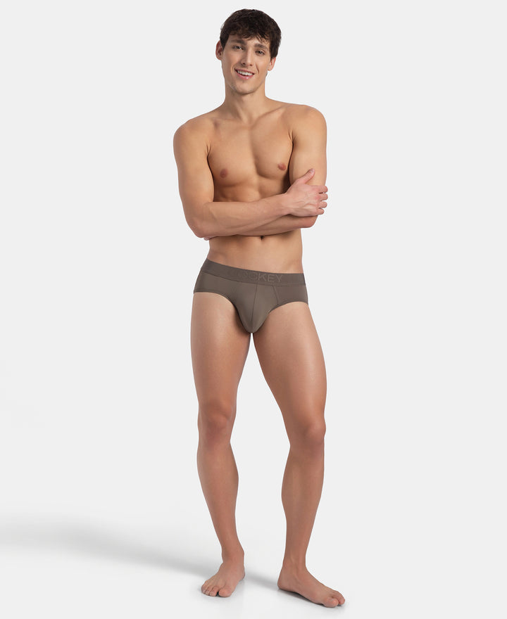 Soft Touch Recycled Microfiber Elastane Stretch Brief with Ultrasoft Waistband - Dark Khaki