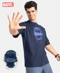 Marvel Avengers Super Combed Cotton Rich Graphic Printed Oversized T-Shirt - Navy