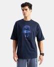 Marvel Avengers Super Combed Cotton Rich Graphic Printed Oversized T-Shirt - Navy