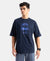 Marvel Avengers Super Combed Cotton Rich Graphic Printed Oversized T-Shirt - Navy