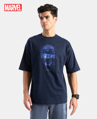 Marvel Avengers Super Combed Cotton Rich Graphic Printed Oversized T-Shirt - Navy