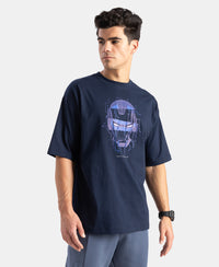 Marvel Avengers Super Combed Cotton Rich Graphic Printed Oversized T-Shirt - Navy