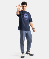 Marvel Avengers Super Combed Cotton Rich Graphic Printed Oversized T-Shirt - Navy