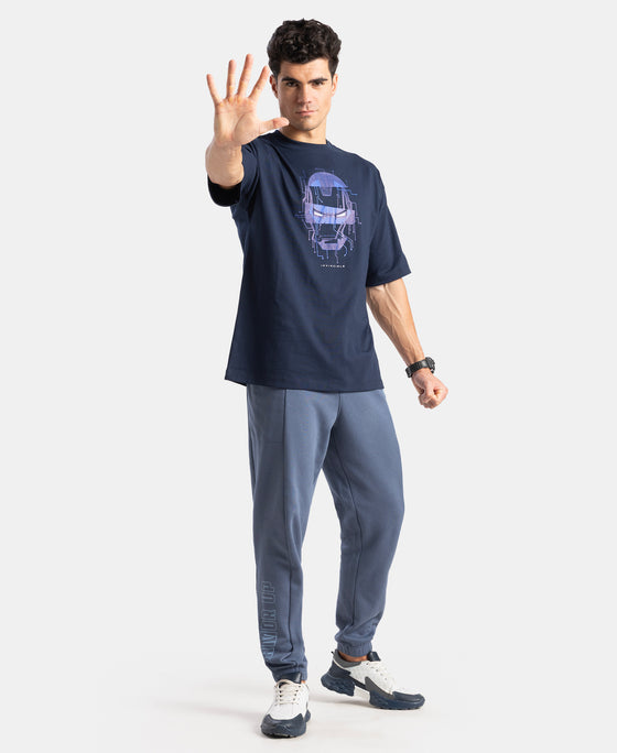 Marvel Avengers Super Combed Cotton Rich Graphic Printed Oversized T-Shirt - Navy