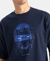 Marvel Avengers Super Combed Cotton Rich Graphic Printed Oversized T-Shirt - Navy