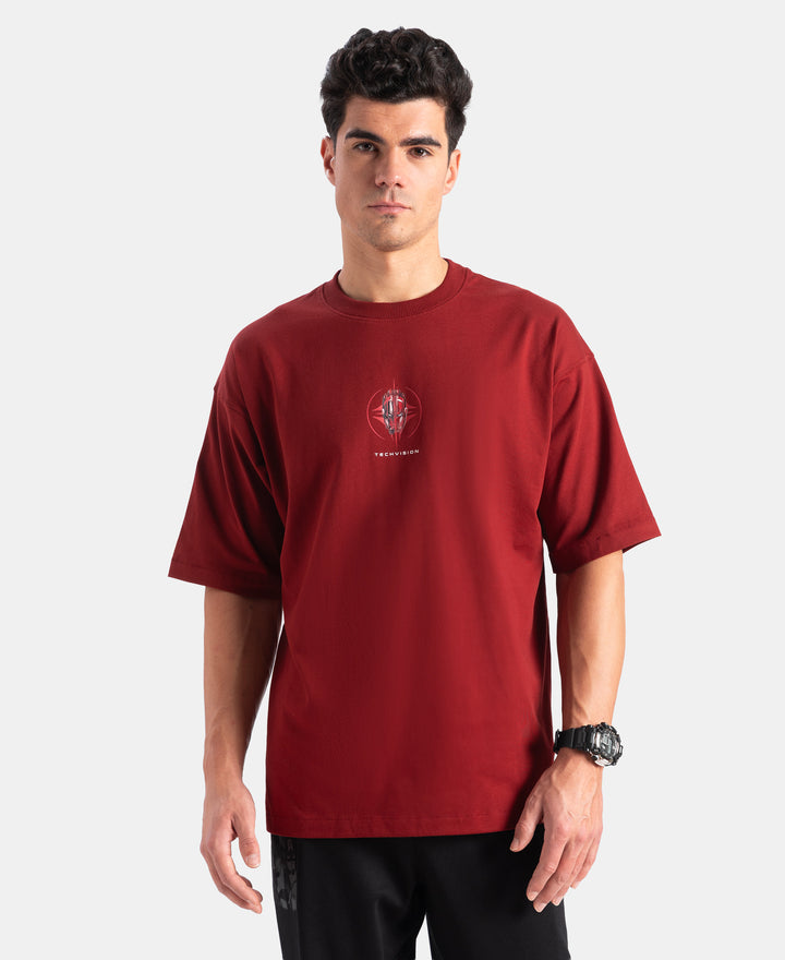 Marvel Avengers Super Combed Cotton Rich Graphic Printed Oversized T-Shirt - Sundried Tomato